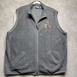 Pooh Disney gray fleece vest Y2K embroidered Tigger 100 Acre Wood women's 2X